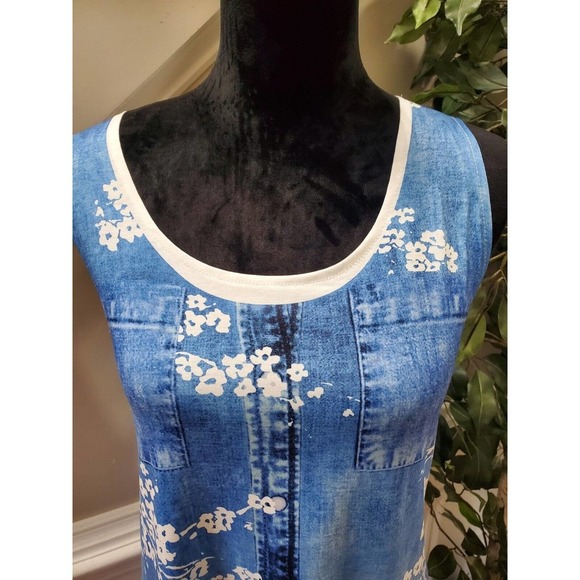 SHEIN Women's Blue Polyester Scoop Neck Sleeveless Knee Length Dress Size Large - Picture 5 of 10